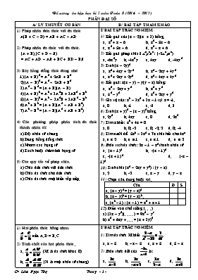 Đề cương ôn tập học kì I môn Toán 8 (năm học 2016 2017)